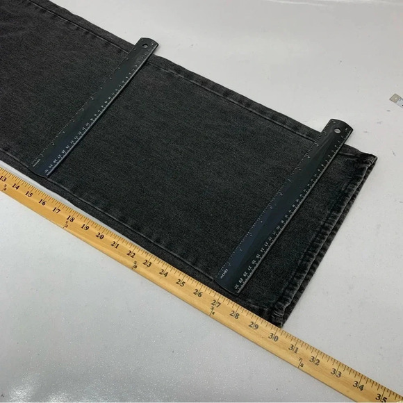 Forever 21 Black Wide Leg Jeans Woman High Rise 31  Pockets Goth Boho Western - Picture 5 of 11